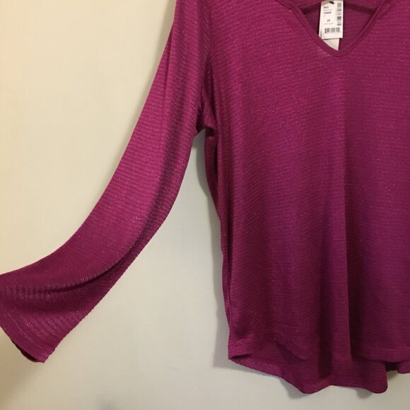 NWT Love & Legend Sparkly Cross Collar Dark Pink Fashion Top - Picture 5 of 15